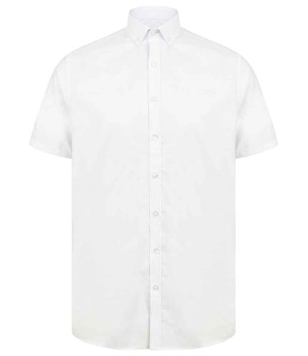 Henbury Modern Short Sleeve Slim Fit Oxford Shirt - WHI - S